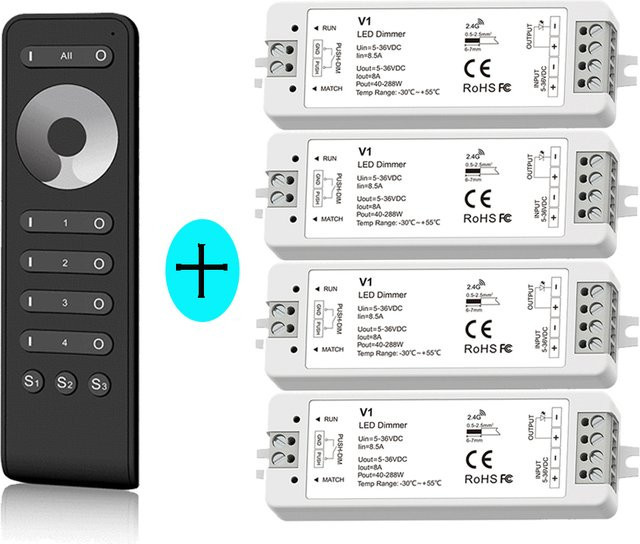 CENFAYA RS1 Drahtlose RF 2,4 G LED-Fernbedienung mit 13-Tasten-Touch-Rad und 4-Zonen-Dimmung für DC 5 V 12 V 24 V 36 V - Bild 1