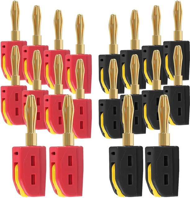 AOKIN 20 Stück Bananenstecker 4 mm vergoldet Hochstrom-Schnellanschluss 32 A für Lautsprecherkabel und Heimkino in Gold - Bild 1