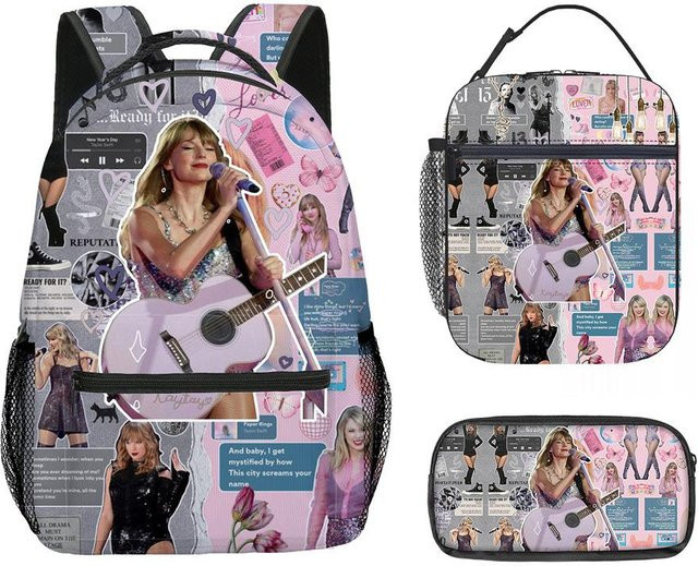 3-teiliges Schulrucksack-Set für Schüler aus Oxford-Stoff mit Federmäppchen und Schultergurt, Mehrfarbig - Bild 1