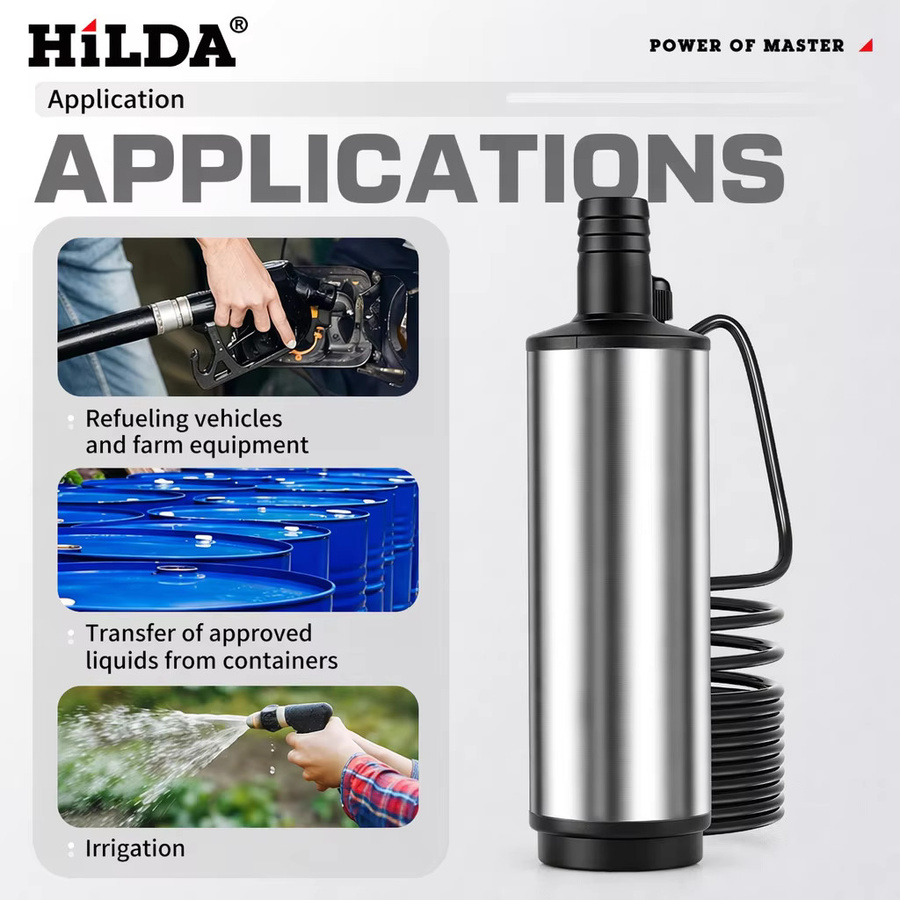 HILDA Tragbare DC-Tauchpumpe für Kraftstofftransfer in Silber, 30 l/min, für Makita-Akkus geeignet - Bild 4