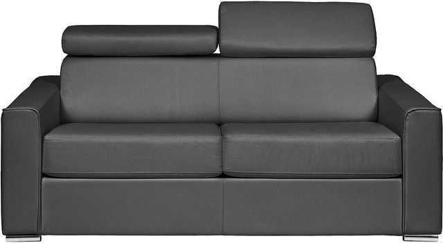 Vente-unique Schlafsofa Vizir in Grau mit verstellbarer Kopfstütze und Kunstlederbezug, Breite: 216 cm - Bild 1