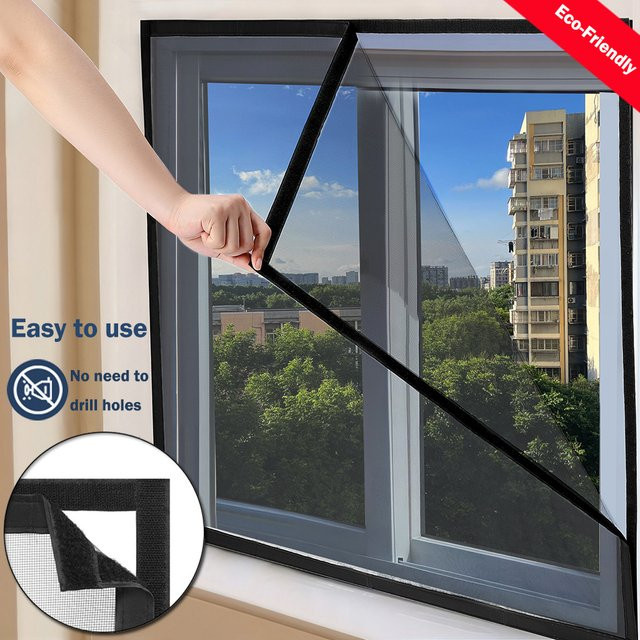 Innerhouse Selbstklebendes Fenster-Moskitonetz in Schwarz als Anti-Insekten-Gitter für Mücken und Fliegen - Bild 1