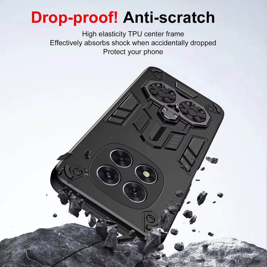 Stoßfeste Schutzhülle für Xiaomi Redmi Note 14 Pro 5G / 14 Pro+ / 14 A3 Pro / 14C / A5 mit Metallring in Schwarz - Bild 5