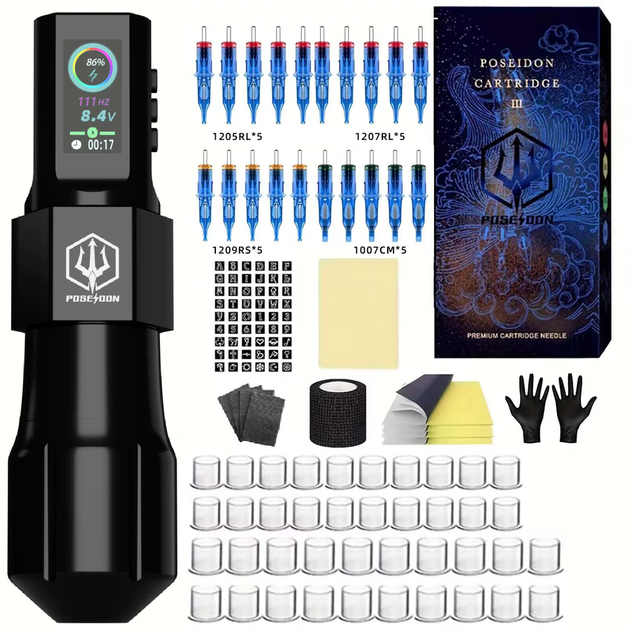 POSEIDON Tattoo Kit, Drahtlose Tattoo Gun, Permanent Make-Up - Bild 2