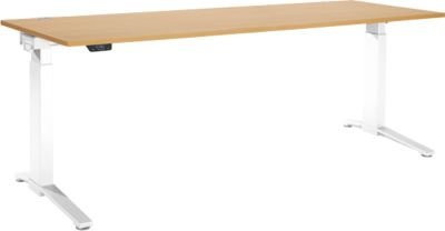 Schäfer Shop Genius ERGOSTYLE S Schreibtisch, elektrisch höhenverstellbar, Rechteck, C-Fuß, Buche/weiß, B: 200 cm, T: 80 cm, H: 71,5-118,2 cm - Bild 1