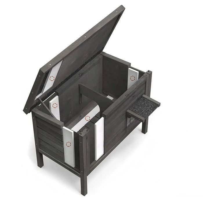 Katzenhaus Divit KH74 Grau mit Schaumstoffisolierung B/T/H: 80,5 x 47 x 61 cm - Bild 3