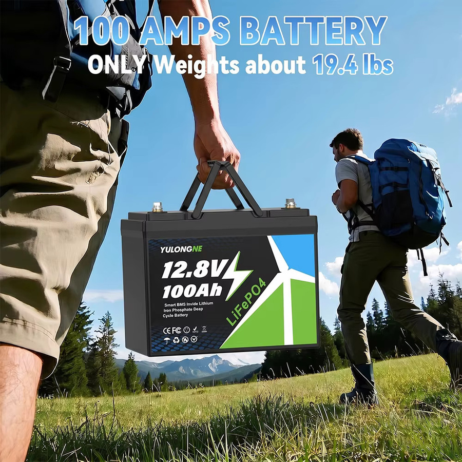 YULONGNE LiFePO4 Batterie 12V 100Ah 12,8V 300Ah Wiederaufladbare Lithium-Batterie mit BMS-Schutz 1280Wh Energiespeicherbatterie in Schwarz für Marine, Wohnmobile und Solaranlagen - Bild 6