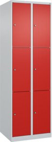 C+P Schließfachschrank Classic PLUS mit 2 Abteilen in Lichtgrau und Verkehrsrot, B/T/H: 185 x 60 x 50 cm - Bild 1