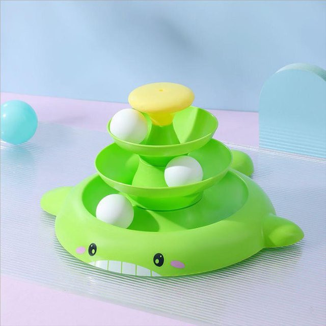 Yiran Furniture Katze Swivel Spielzeug Ball, Delphin Design, mit Federn, türkis - Bild 1