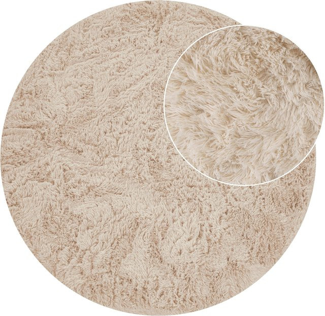 Runder Hochflor-Teppich Silvana in Creme/Beige, Durchmesser: 80 cm - Bild 1