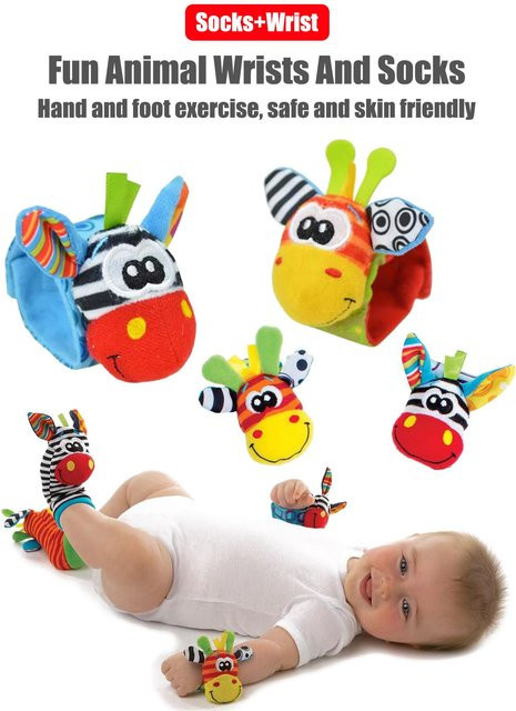 Wucifang Bags Baby Handgelenkrassel Socken, 4-teiliges Set, ab 0 Jahre, Grau - Bild 1