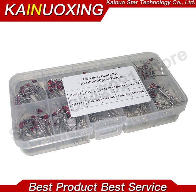 KAINUOXING Zener Diode Sortiment Elektronik-Kit mit 200 Stück (10 Typen à 20 Stück), Modelle 1N4738 bis 1N4748 - Bild 1