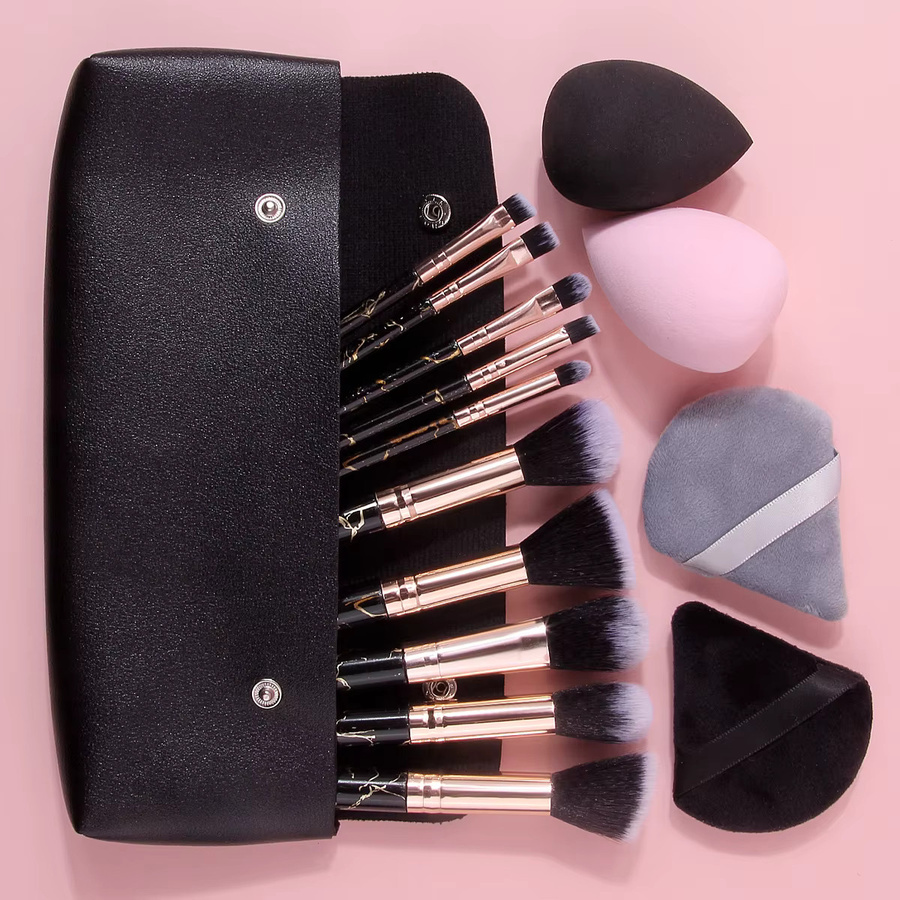 KOSSHOW Make-up Pinsel-Set mit Schwämmen und Tasche, 15-teilig, Unisex - Bild 5