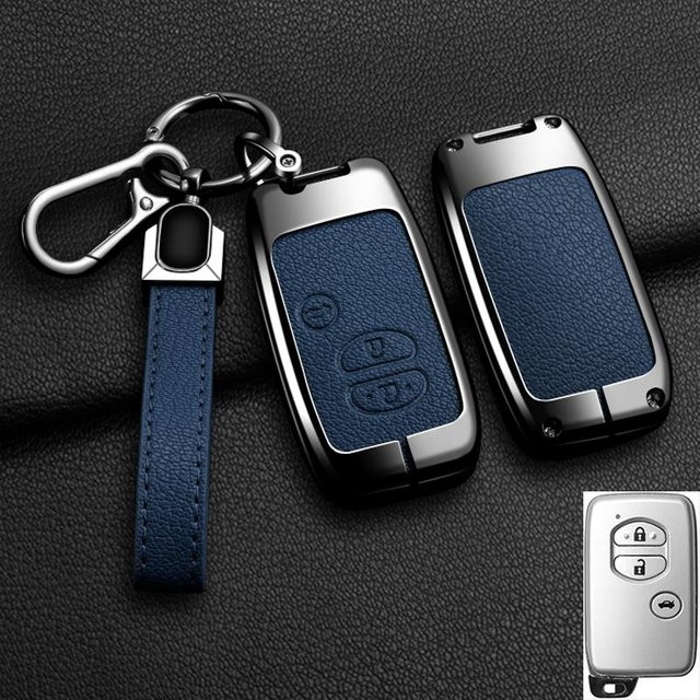 Schlüsselhülle aus Legierung für Toyota Prius, Land Cruiser, Auris und Lexus LC 200 in Schwarz und Blau - Bild 1