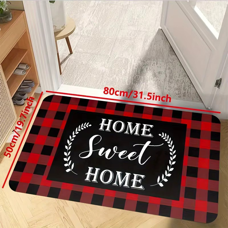 VIKAMA Anti-Ermüdungs-Küchenläufer Buffalo Plaid in Schwarz-Rot, wasserdichte und rutschfeste Standmatte für deine Küchendekoration - Bild 3