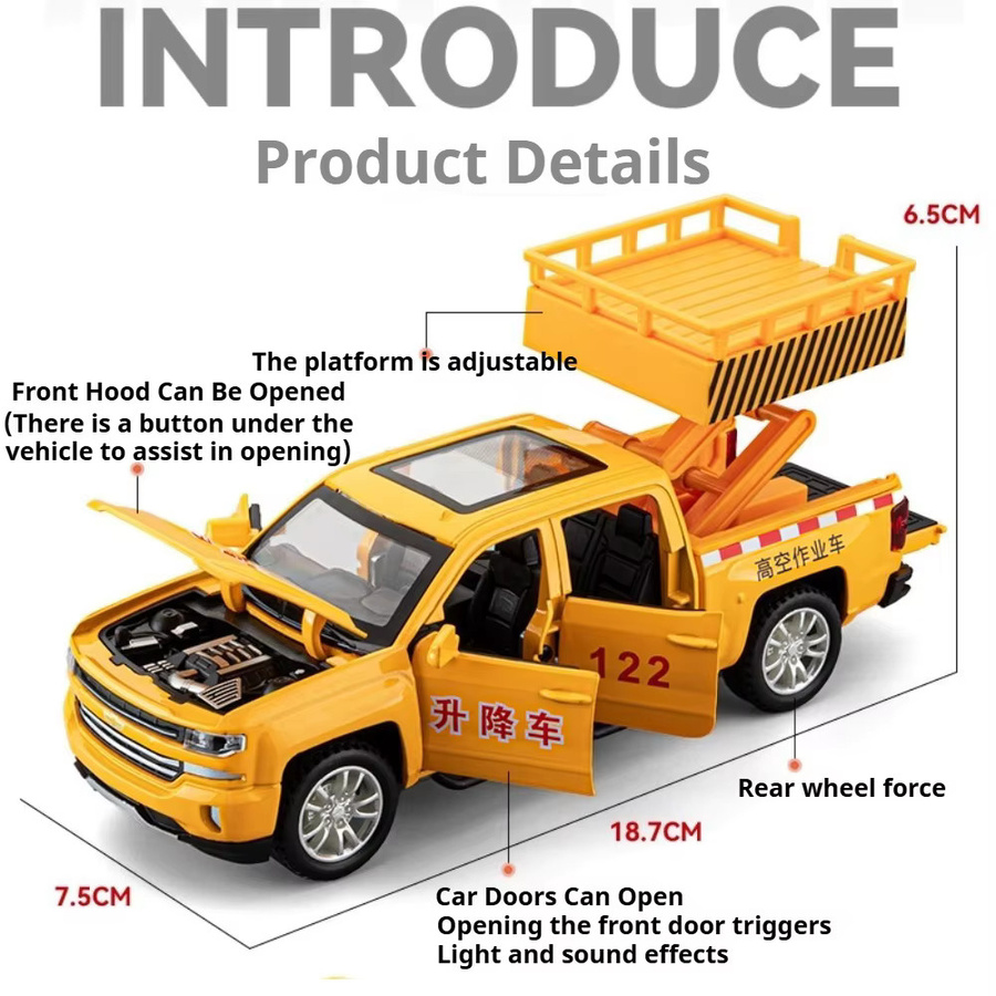 MAKEDA Lift Miniatur Lkw Modell, 1:32, Metall, mit Licht und Sound - Bild 2