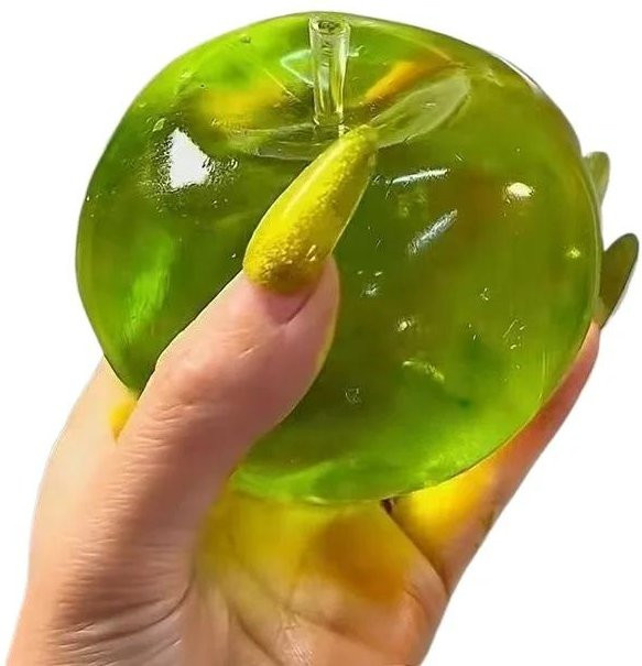 Grüner Apfel Quetschspielzeug, Kristall Transparent, Fidget Spielzeug - Bild 1