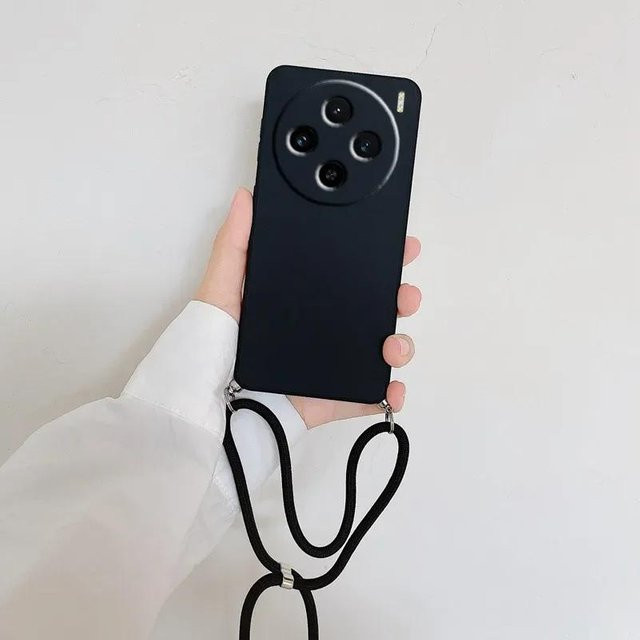 Xiaomi Silikon Soft Cover mit Umhängeband und Halskette für Redmi 14C, Redmi 13C 5G und Redmi 12C in Schwarz - Bild 1