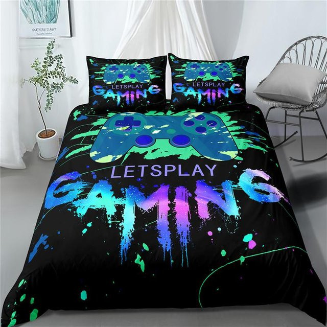 Gaming Bettwäsche Set Binchi Outdoor Product mit Gamepad Motiv in Schwarz, Mikrofaser, B/H: 135 x 200 cm - Bild 1