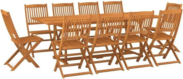 vidaXL Garten-Essgruppe Modell 6 aus Akazien-Massivholz, 11-teilig, braun, geölt - Bild 1
