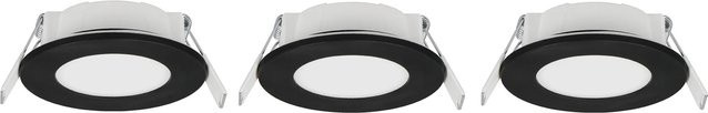 Trio LED-Einbauleuchten Himal Schwarz 3er-Set mit modernem Design für Außenbereiche und Badezimmer, Durchmesser: 8,5 cm - Bild 1