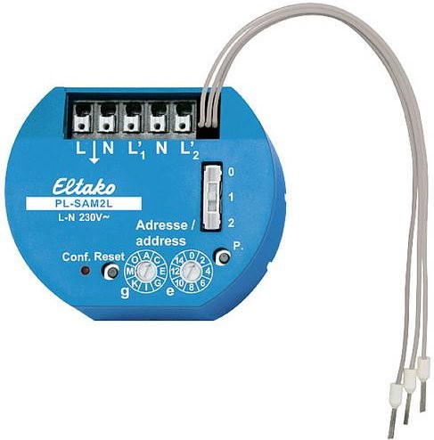 Eltako PL-SAM2L Dezentraler Aktor Unterputz mit Sensoreingängen in Blau, Schaltleistung max. 1000W - Bild 1
