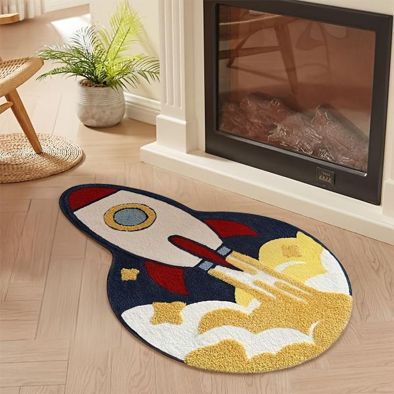 HYFBH Raketen Teppich in Multicolour, weiche Fußmatte aus 100% Polyester für Wohnzimmer, Schlafzimmer oder Bad, B/T: 80 x 120 cm - Bild 3