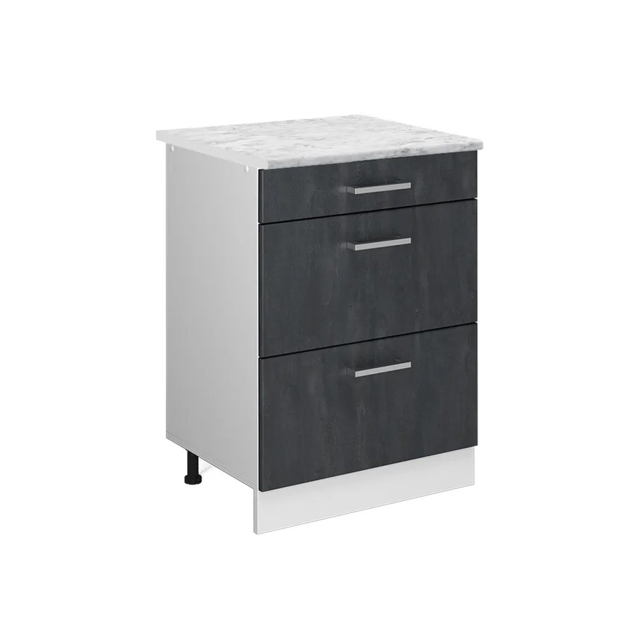 Vicco R-Line Schubladenschrank für die Küche in Schwarz Beton Optik und Weiß mit Marmor-Design, Breite: 60 cm - Bild 2