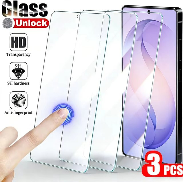 3 Stück Amour Brave Panzerglas Displayschutzfolie für Samsung Galaxy S26 Ultra S25 S24 Ultra S23 S22 S21 Plus Transparent HD mit Fingerabdruck-Entsperrfunktion - Bild 1