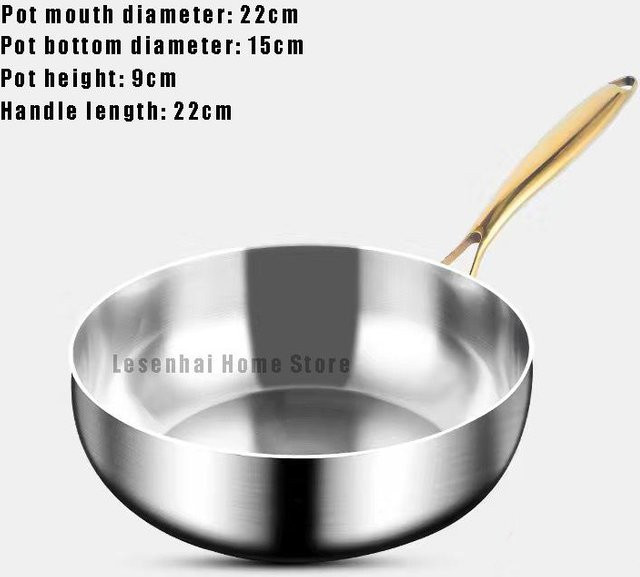 Yiran Furniture Edelstahl Wok-Pfanne Fritteuse in Silber für Induktion und Gasherd - Bild 1