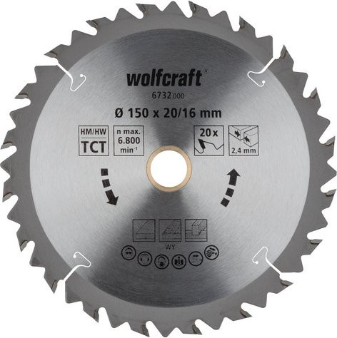 Wolfcraft Kreissägeblatt für Holz, Ø: 150 mm, 20 Zähne, Silber - Bild 1