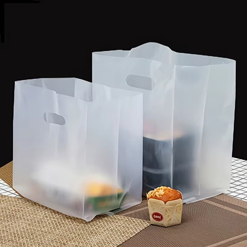 50 Stück transparente Kunststoff-Geschenktüten mit Griffen für Gebäck und Desserts - Bild 3