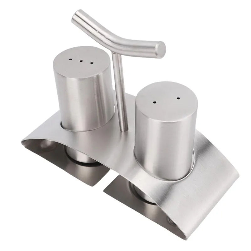 CosyHome Set aus 2 Küchengewürzgläsern aus 304 Edelstahl mit Ständer in Weiß und Silber - Bild 3
