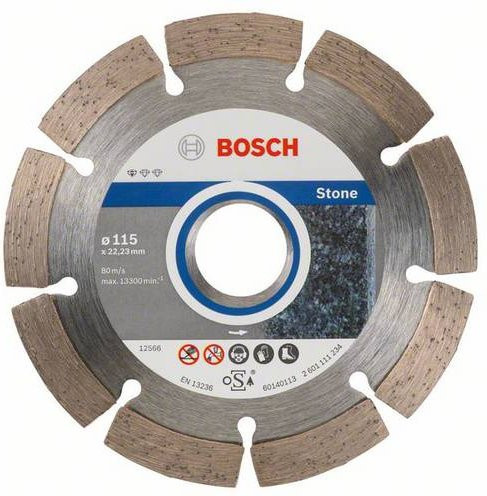 Bosch Diamanttrennscheibe Standard für Stein, Grau, Durchmesser: 115 mm, 10 Stück - Bild 1