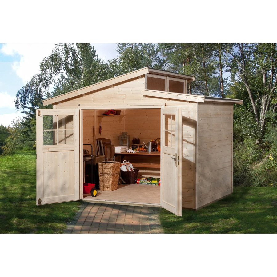 WEKA Gartenhaus 226 Gr.3 aus Holz mit Pultdach in Beige, B/H/T: 327 x 252 x 231 cm - Bild 2