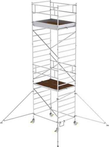 MUNK Günzburger Steigtechnik Rollgerüst aus Aluminium in Silber mit verstellbaren Auslegern und Doppelplattform, Arbeitshöhe max.: 7,4 m, Länge: 1,80 m, Breite: 1,35 m - Bild 1