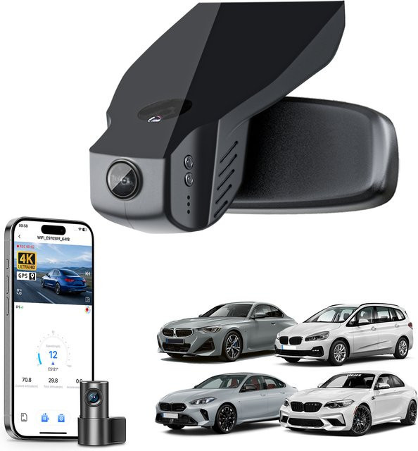 Mangoal 4K 2160P Dashcam für BMW 2er-Serie in Schwarz mit WLAN, App und GPS sowie Nachtsicht - Bild 1