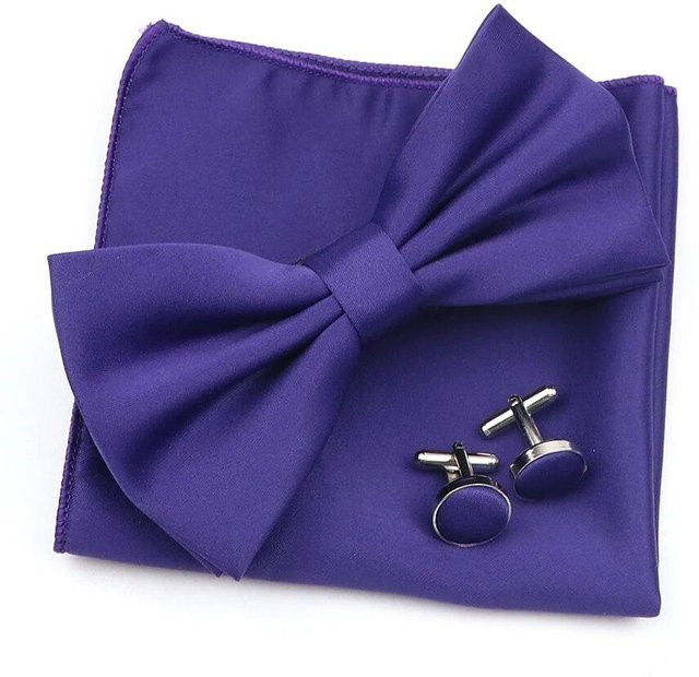 ZLQ&GOU Manschettenknopf-Set Fliege und Taschentuch, Polyester, blue, Herren - Bild 1