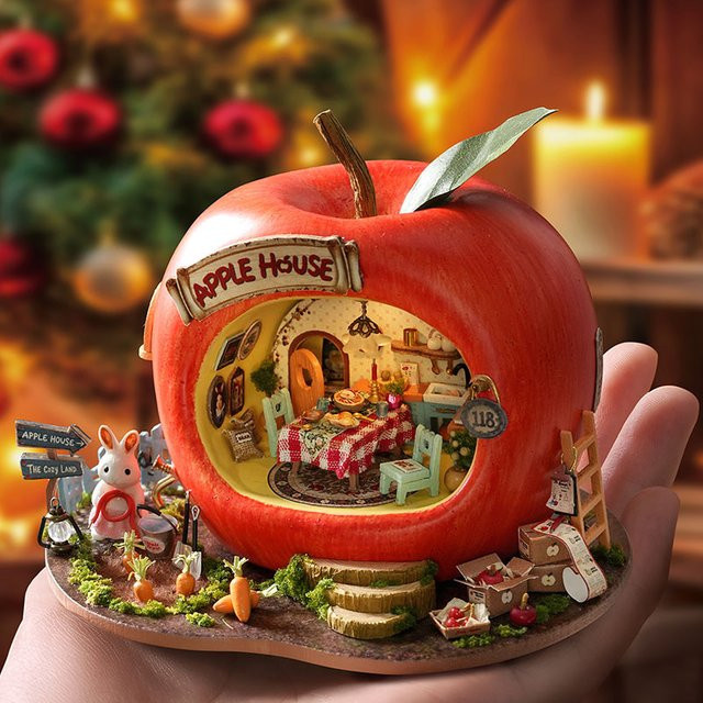 Battoom Mikro-Frucht-Apfelhaus, 3D-Puzzle-Modell, Natur, Pappe / Karton - Bild 1