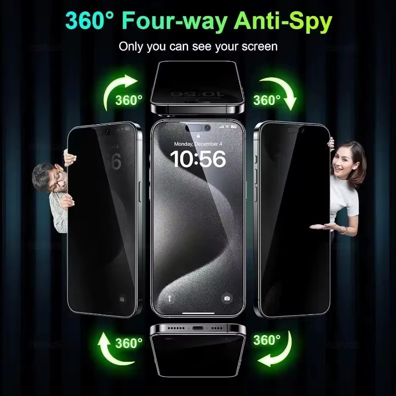 360 Grad Sichtschutz Displayschutz aus gehärtetem Glas für Apple iPhone 17 Air 16 15 14 13 12 11 Pro Max XR XS in Transparent - Bild 2