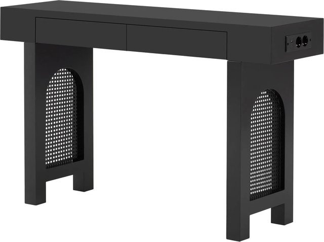 okwish Konsolentisch mit Schubladen und Steckdosen in Schwarz, modern, B/T/H: 120 x 35,5 x 76,5 cm - Bild 1