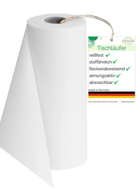 Sensalux Vlies-Tischläufer Weiß, Breite: 30 cm, Länge: 25 m, wasserabweisend und waschbar - Bild 1