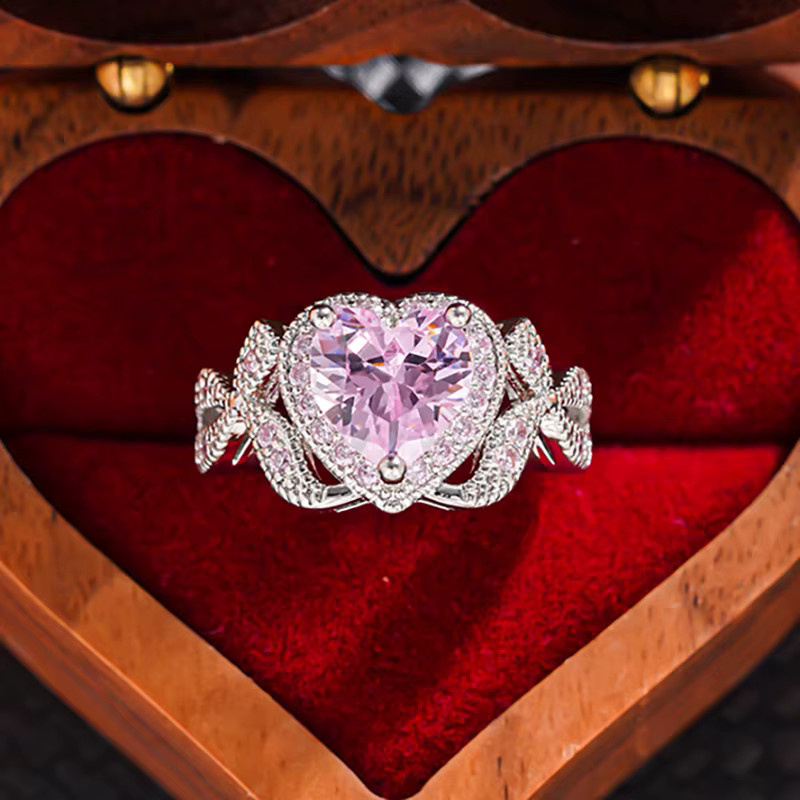Huitan Ring, Silber, rosafarbener Zirkonia, Damen - Bild 3