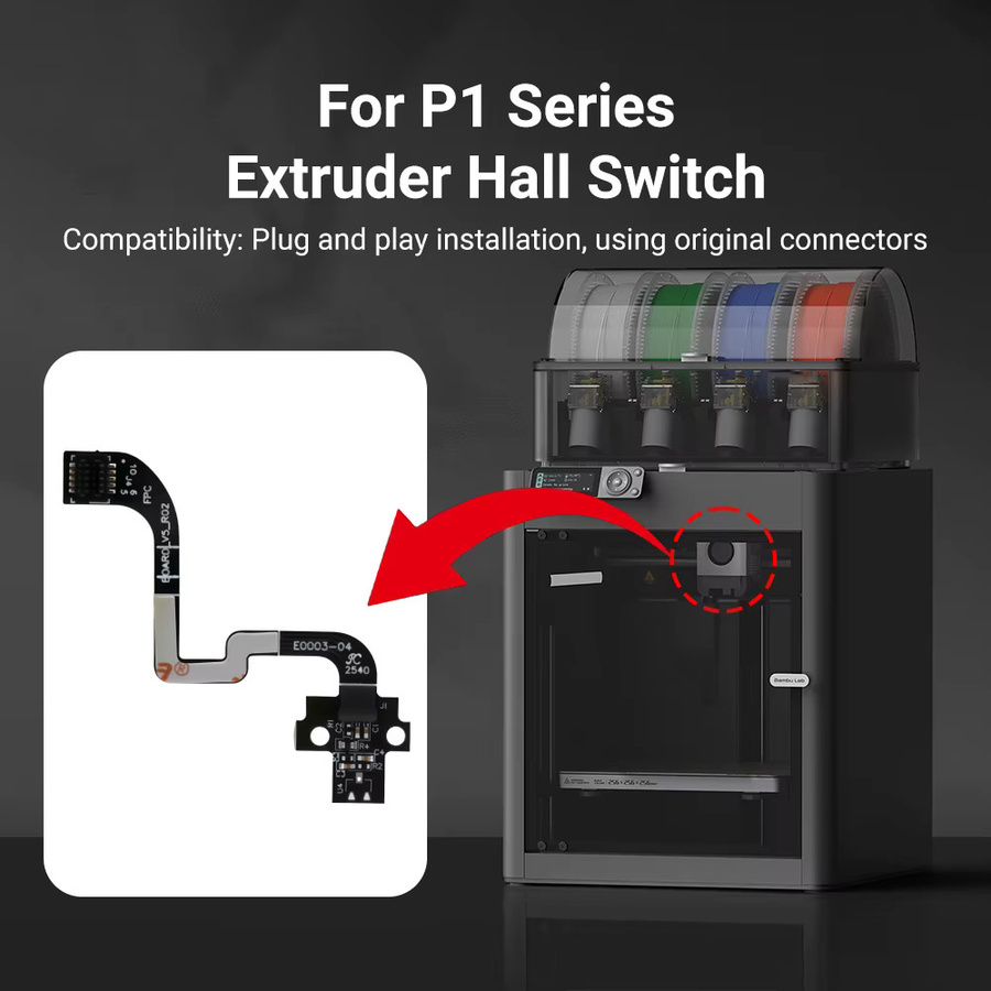 Bambu Lab Ersatzteil Filament-Sensor Hall-Schalter-Platine für P1S und P1P 3D-Drucker in Schwarz - Bild 4