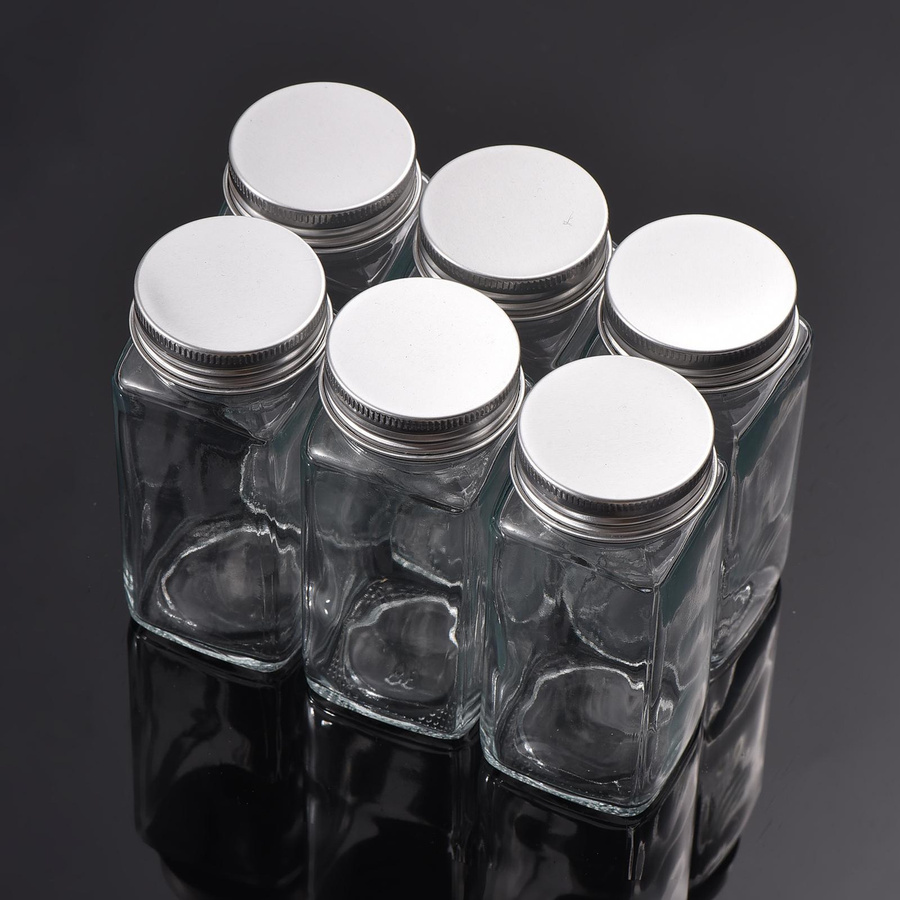 Aoresac Glas Gewürzdosen Set mit Etiketten und Streueinsätzen, 12 Stück, transparent, 120 ml pro Dose - Bild 3