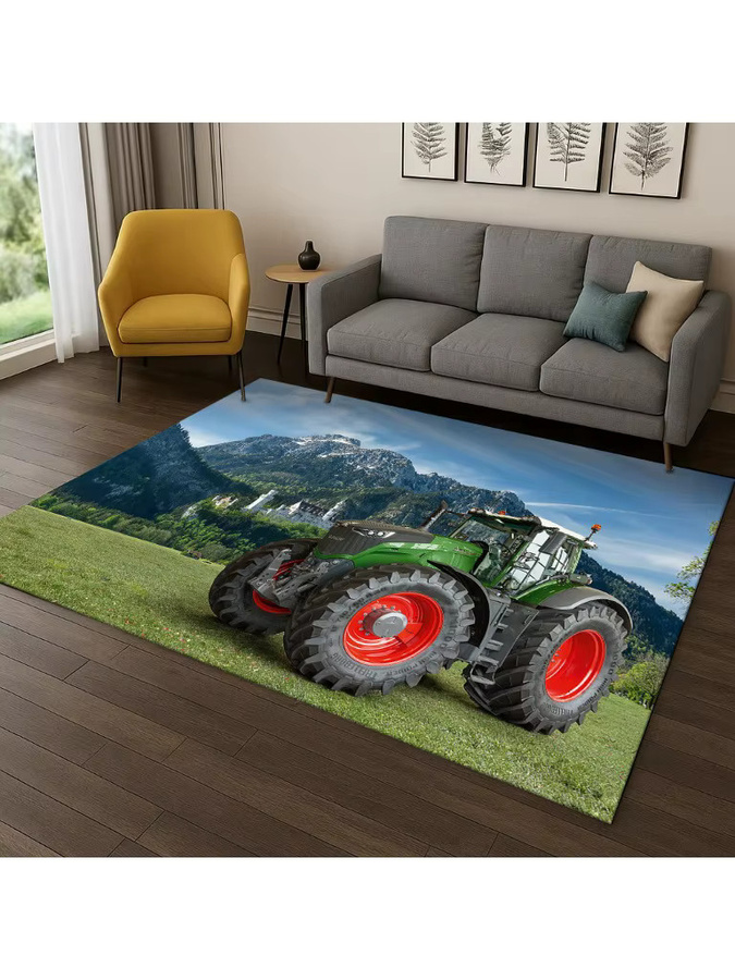 Faviora 3D Teppich mit Auto Traktor LKW Motiv, rutschfester Spielteppich für Kinderzimmer, Wohnzimmer oder Küche, B/T: 60 x 40 cm, Mehrfarbig - Bild 2