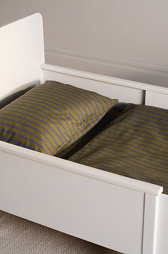 SIMA MINI Organische Babybettwäsche aus Baumwolle mit Deckenbezug und Kissenbezug, Blau und Grün gestreift - Bild 1
