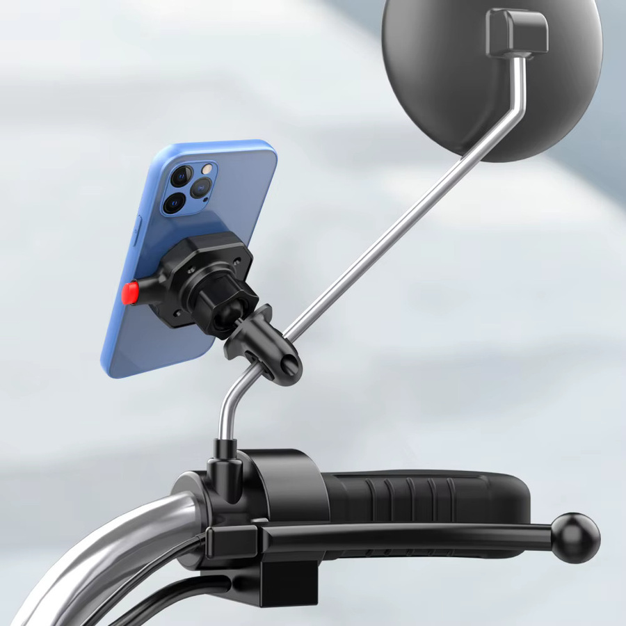 Universelle Motorrad-Handyhalterung für den Rückspiegel in Schwarz, stoßfeste GPS-Navigationshalterung für dein Smartphone - Bild 2