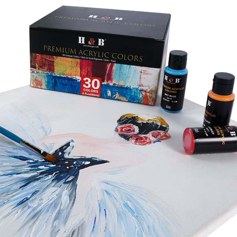 ZJMZYM Acrylfarbe Set mit 30 Farben in Multicolour, 60 ml pro Flasche, wasserfeste Pigmente für Kunst und Handwerk - Bild 2