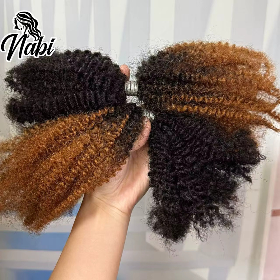 NABI Kinky Haarbündel Twist Braids Afro Kinky Curly Remy Echthaar, 10 Zoll - Bild 3